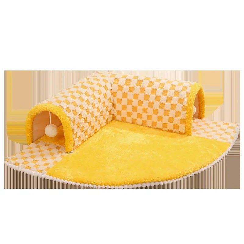 Cat Bed Can Play Cat Tunnel Dog House Bed Kitten Dog Basket Bed Cute Cat House Home Mat Pet Kennel Products Cama Para Gatos