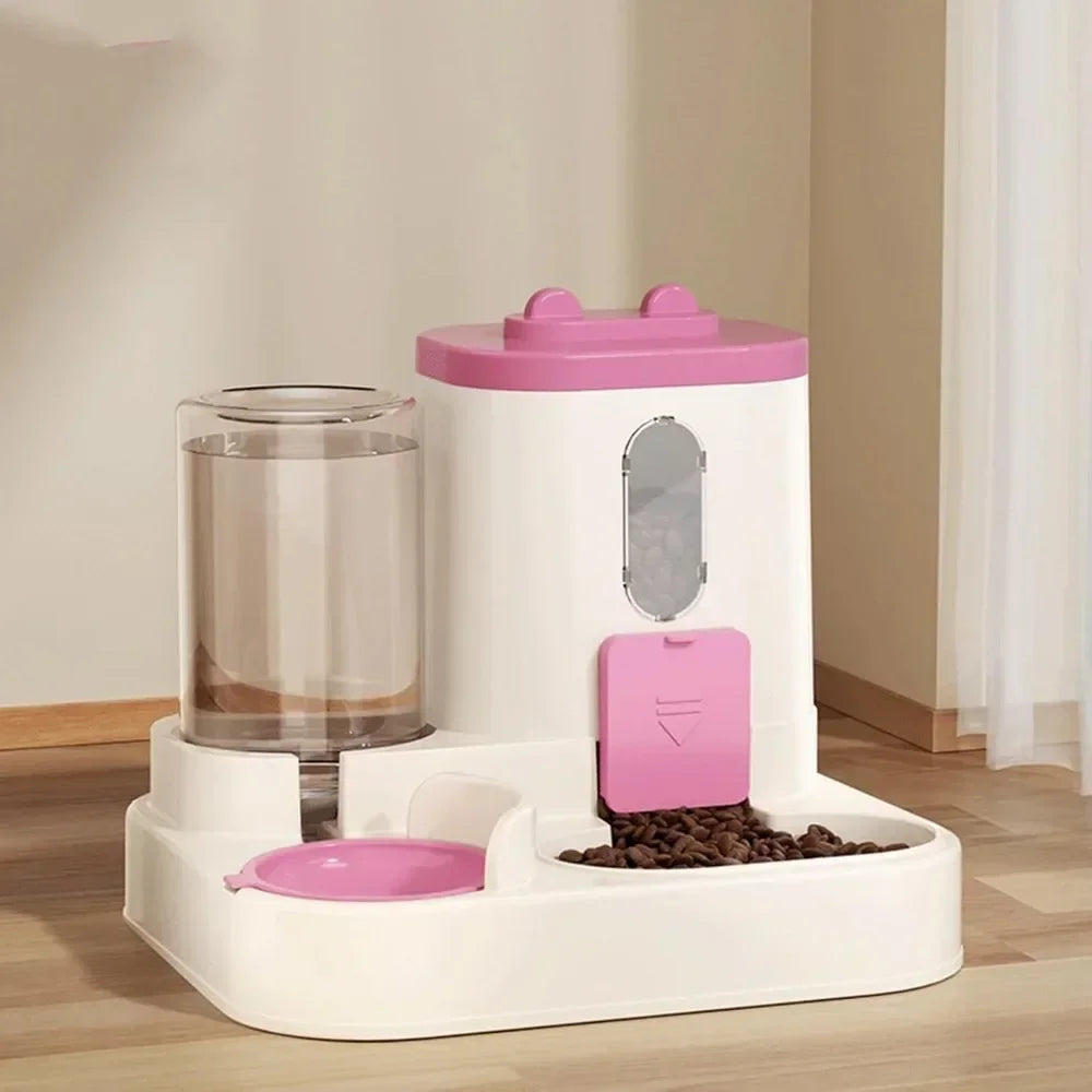 Automatic Cat Dog Feeder with Integrated Food & Water Bowl