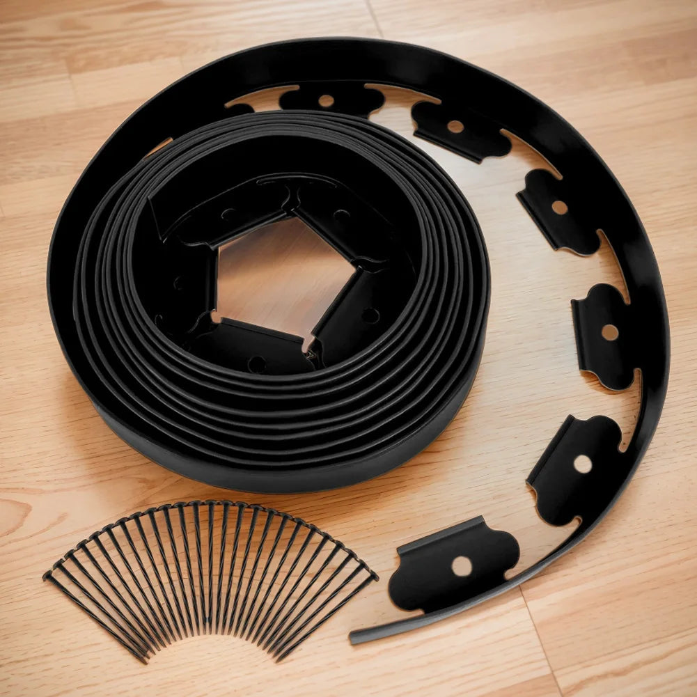 10M Landscape Edging Kit Fixed Garden Barrier Lawn Grass Plastic Edging Border Edging Garden Edging Coil for Lawn Yard Pathway