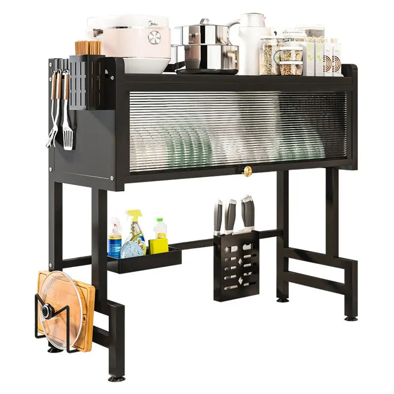 Kitchen Drain Shelf Steel Multi Organizer Cabinet Multi-Functional Kitchen Storage Rack Large Over The Sink Dish Rack with Cover