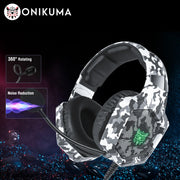 ONIKUMA Gaming Headphones with Flexible HD Mic RGB Light Surround Sound Over-Ear Wired Headset Gamer for PC