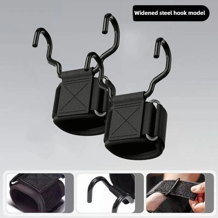 1PairWeight Lifting Hook Grips With Wrist Wraps Hand-Bar Wrist Strap Gym Fitness Hook Weight Strap Pull-Ups Power Lifting Gloves