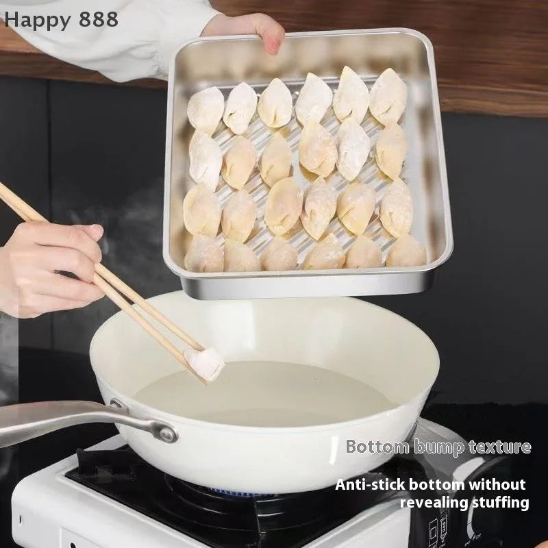 Stainless Steel Kitchen Storage Container With Tray – Refrigerator Organizer For Dumplings, Fruits, Vegetables, Meat, And Cakes