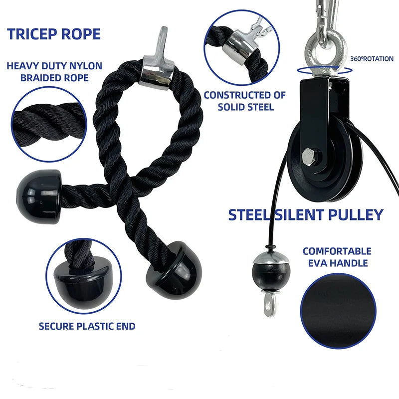 9 Pieces/Set Of Pulley Rope Fitness Equipment, Arm Strength Trainers, Home Exercise Equipment Set, Fitness Accessories