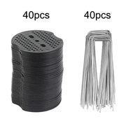 Garden Pegs 40/80Pcs U-shaped Ground Pegs with Buffer Washers for Securing Weed Landscape Fabric Netting Garden Lawn Accessories