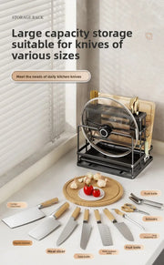 Kitchen Knife Holder Wall Mounted Multifunctional Storage Rack Countertop Cutting Board Rack Cage Tool Storage Rack