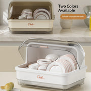 Kitchen Flip-up Drainer Dish Cabinet Household Multi-functional Moisture-proof Storage Organizer for Bowls and Utensils
