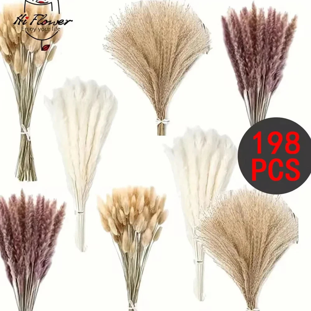 210 Pieces Bohemian Decoration in Dry Pampa Herb Lavender and Rustic Eucalyptus Home Decoration Wedding Room and Table Decor
