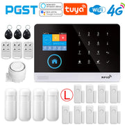 4G wireless security alarm, WIFI smart home alarm system kit, home security protection, compatible with SmartLife PGST-103