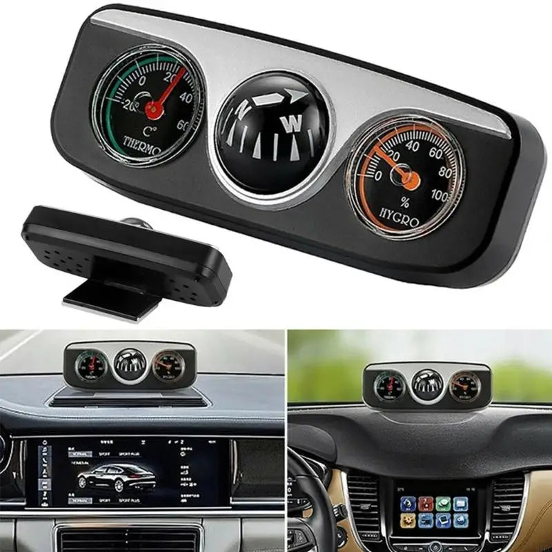 Survival Tools Car Thermometer Hygrometer Compass 3 in 1 Travel Hiking Accurate Navigation Ball Paste on Dashboard