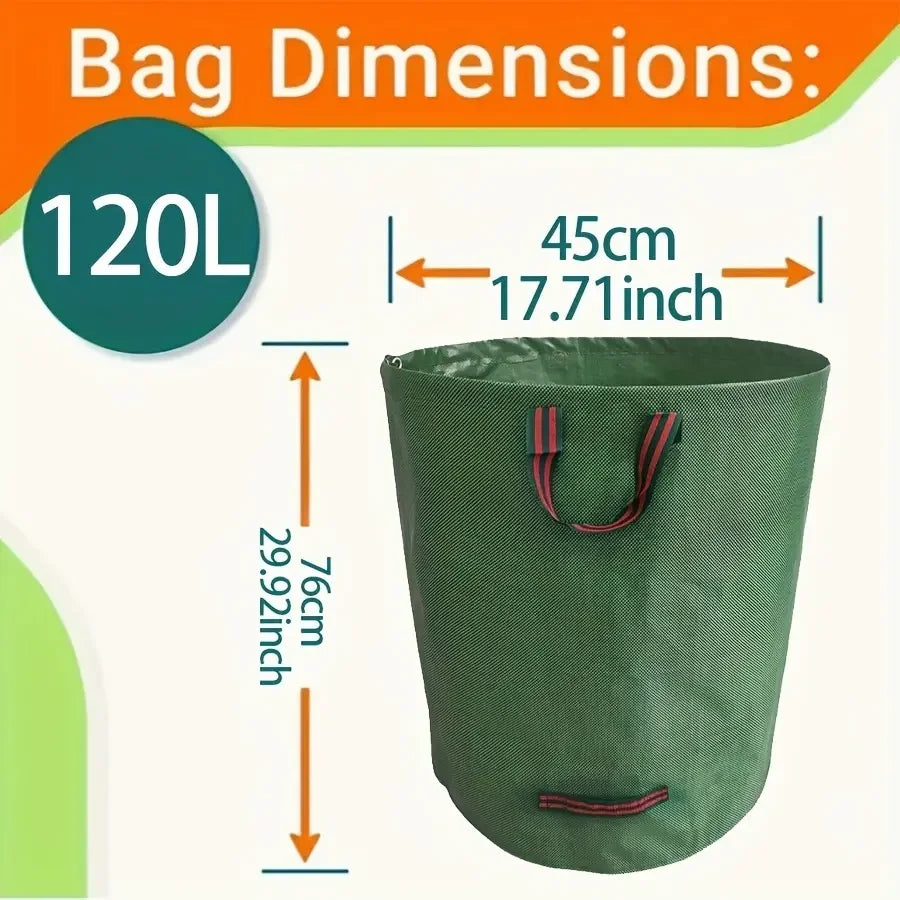 Garden garbage bag heavy-duty with handle, reusable outdoor courtyard garden bag, foldable leaf and garbage recycling bag