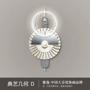 Modern Home Decor Plug in LED Light Wall Clock New Living Room Decoration Abstract Geometric Hanging Painting with Clock