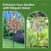 Garden Stake Metal Wind Spinners Creative Durable Gardening Plug Rotating Double Windmill Sculpture Backyard Patio
