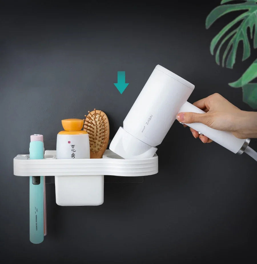 Home Accessory Set Storage Shelf, Holder for Storing Hair Dryer, Curling Iron, Bathroom Organizer