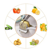 Kitchen Gadgets Handy Stainless Steel Onion Holder Potato Tomato Slicer Vegetable Fruit Cutter Accessories