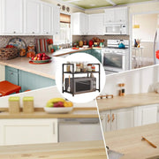 Kitchen Storage Rack Kitchen counter shelf Microwave Shelf Condiment Organizer Shelf Simple Countertop Tidying Shelves with Hook
