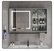 Smart Bathroom Storage Mirror Cabinets with Towel Rod Wall Standing Closet Light Mirror Cabinets Organizador Bathroom Furniture