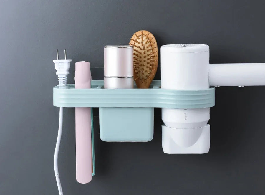 Home Accessory Set Storage Shelf, Holder for Storing Hair Dryer, Curling Iron, Bathroom Organizer