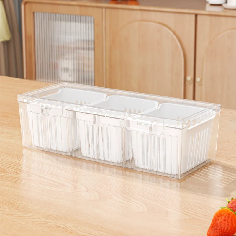 Kitchen Fruits Vegetables Storage Box Fridge Ginger Scallion Onion Fresh-keeping Container Food Drain Crisper Organizer