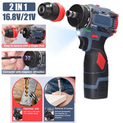 2 in 1 Lithium Brushless Cordless Drill and Electric Screwdriver Multi-Function Power Tool for Home Renovation Furniture Assembl