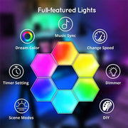 Smart LED RGB Wall Lights APP & Bluetooth Control Hexagonal Quantum Night Lamp Creative Home Decor for Room