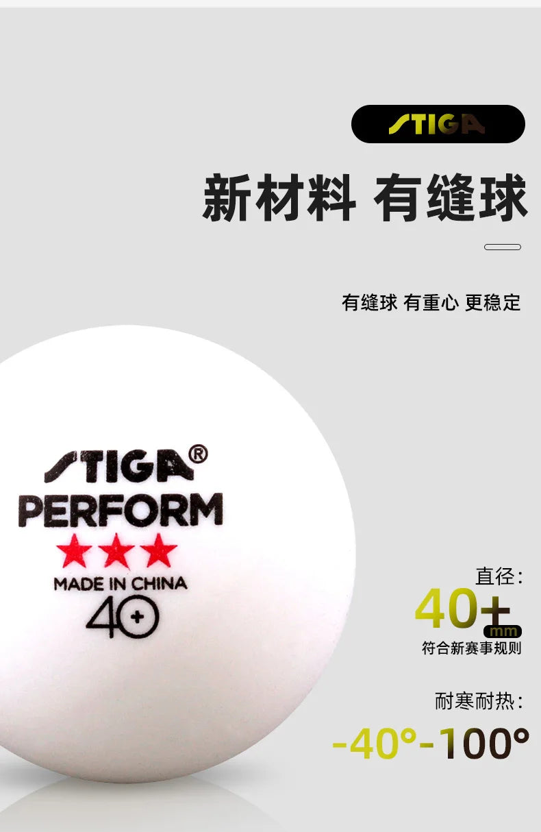 STIGA 3 Stars 40+ Table Tennis Balls ITTF ABS New Material Seamed Ping Pong Balls High Elasticity Durable Training Match Balls