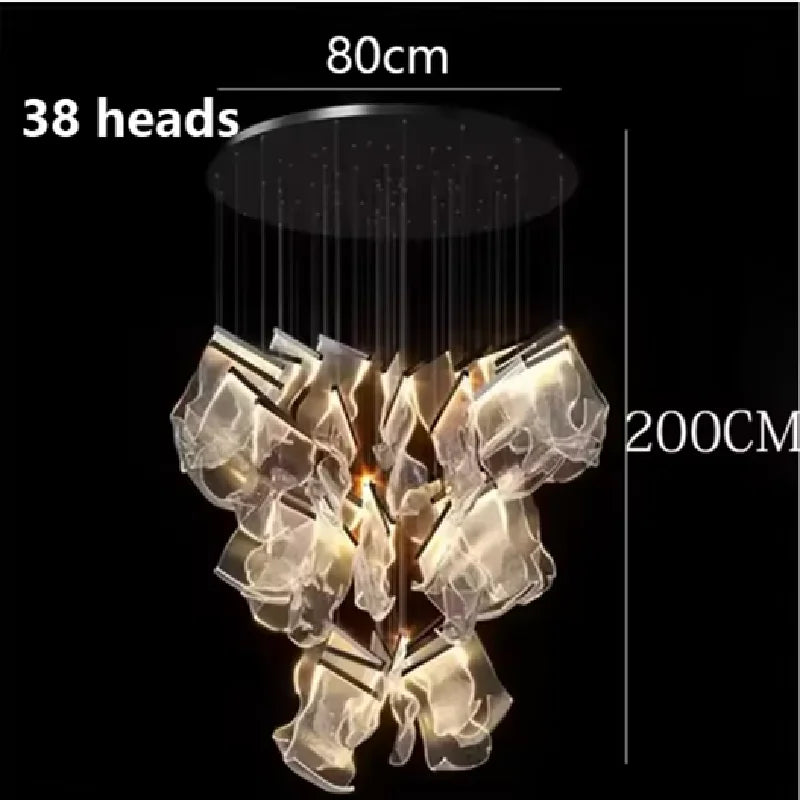 2025 New Smart LED Chandelier APP Control Modern Stair Light Living Room Luxury Ceiling Lamp Dimmable for Bedroom Decoration
