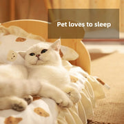 Wooden Cat Bed Keep Warm Rest Cat Kennel Removable and Washable Four-season Cat Bed Cute Wooden Shape Sleeping Pet Products