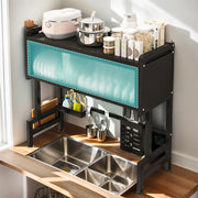 Kitchen Drain Shelf Steel Multi Organizer Cabinet Multi-Functional Kitchen Storage Rack Large Over The Sink Dish Rack with Cover