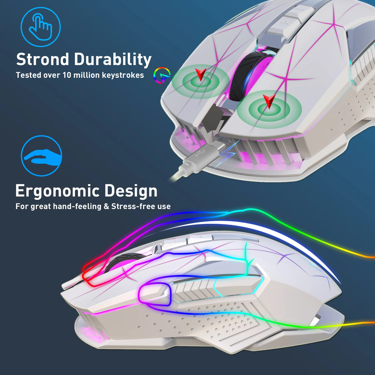 68-key gaming keyboard and mouse kit RGB backlit portable game wired membrane keyboards wireless mice mause for Home office