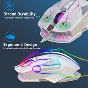 68-key gaming keyboard and mouse kit RGB backlit portable game wired membrane keyboards wireless mice mause for Home office