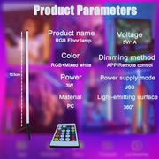 Smart  RGB Corner Floor Lamp with App & Remote Control, Dimmable LED Mood Light for Gaming Living Room Bedroom