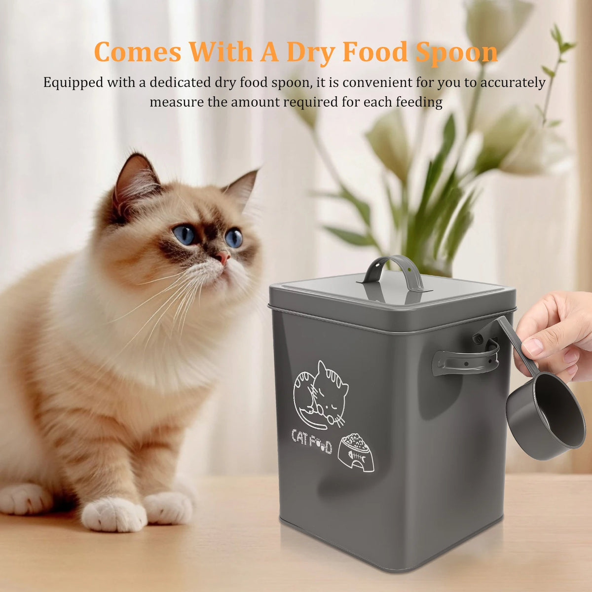 Pet Food Storage Box Metal Large Capacity Dog and Cat Food Storage Sealed Container With Lid and Spoon Dog Food Organizer Barrel
