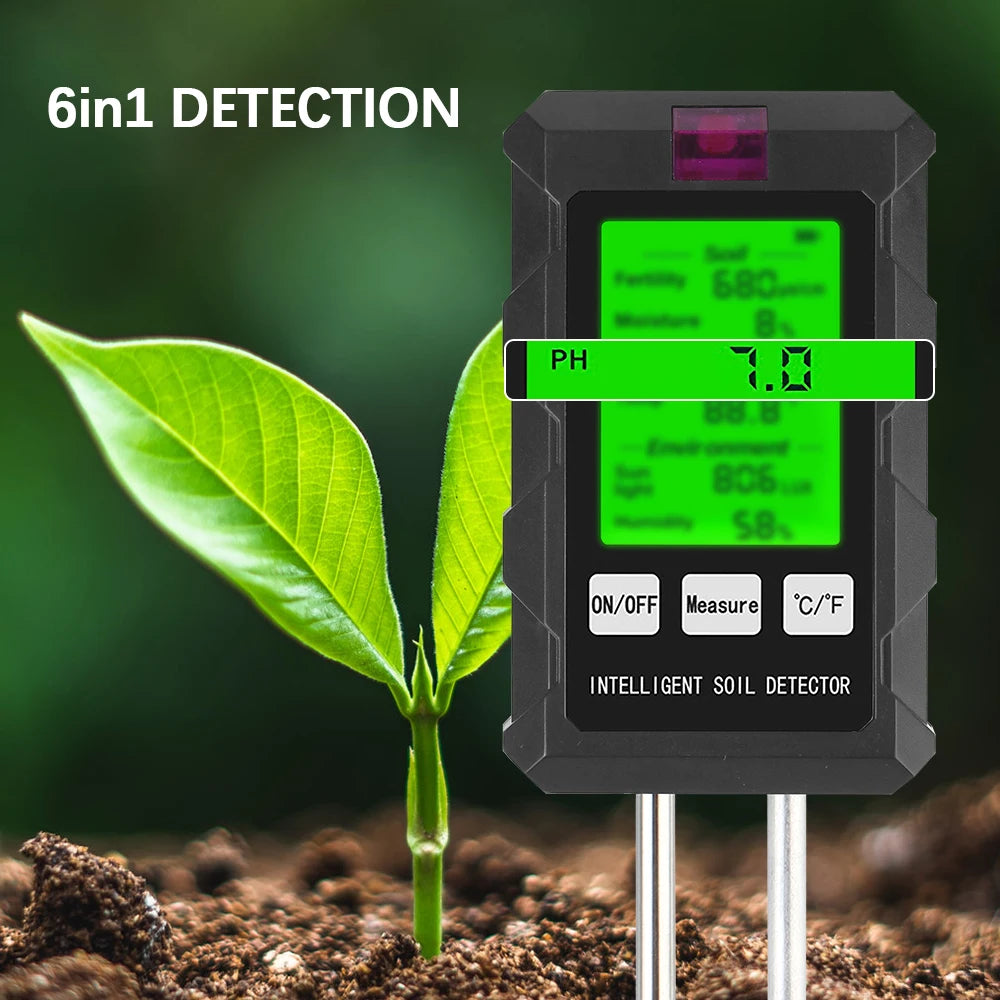 Digital Garden Probe Tools Soil Tester Humidity Sunlight Air Moisture Nutrient Fertility Meter PH Temperature Test Gauge Monitor
