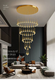 Villa Living Room Hanging Lamp Designer Loft Apartment Hotel Lobby Duplex Chandelier Modern Creative Golden Crystal Chandelier