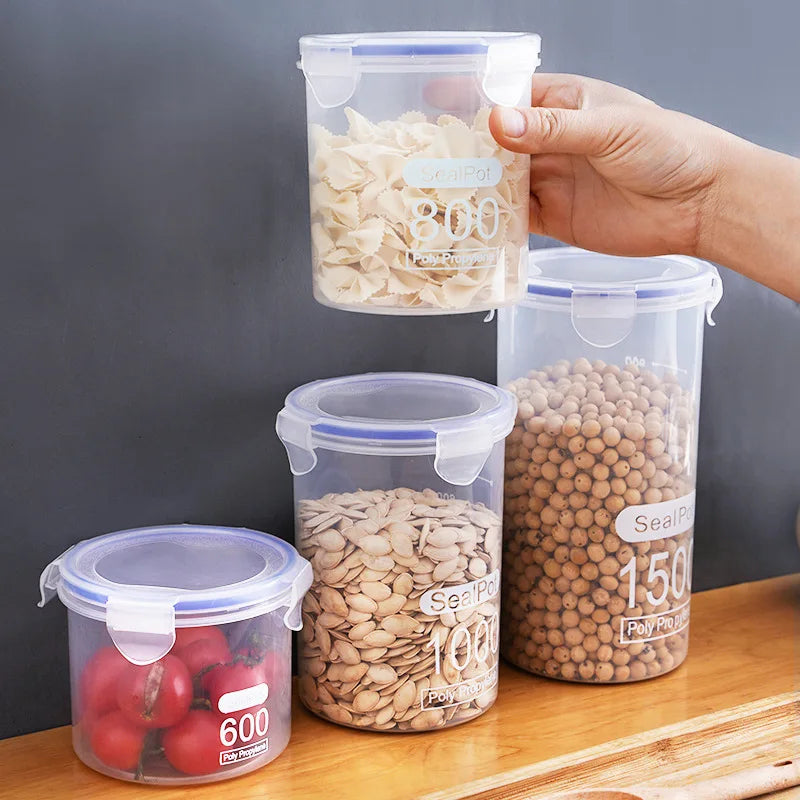 1pc Sealed Storage Box Transparent Kitchen Food Grain Organizer Storage Tank Plastic Large capacity Moisture-proof Sealed Jars