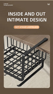 Kitchen Under Cabinet Basket Storage Shelf Tissue Cup Holder Closet Desk Hanging Rack Hollowed Pullout Drawer Sliding Basket