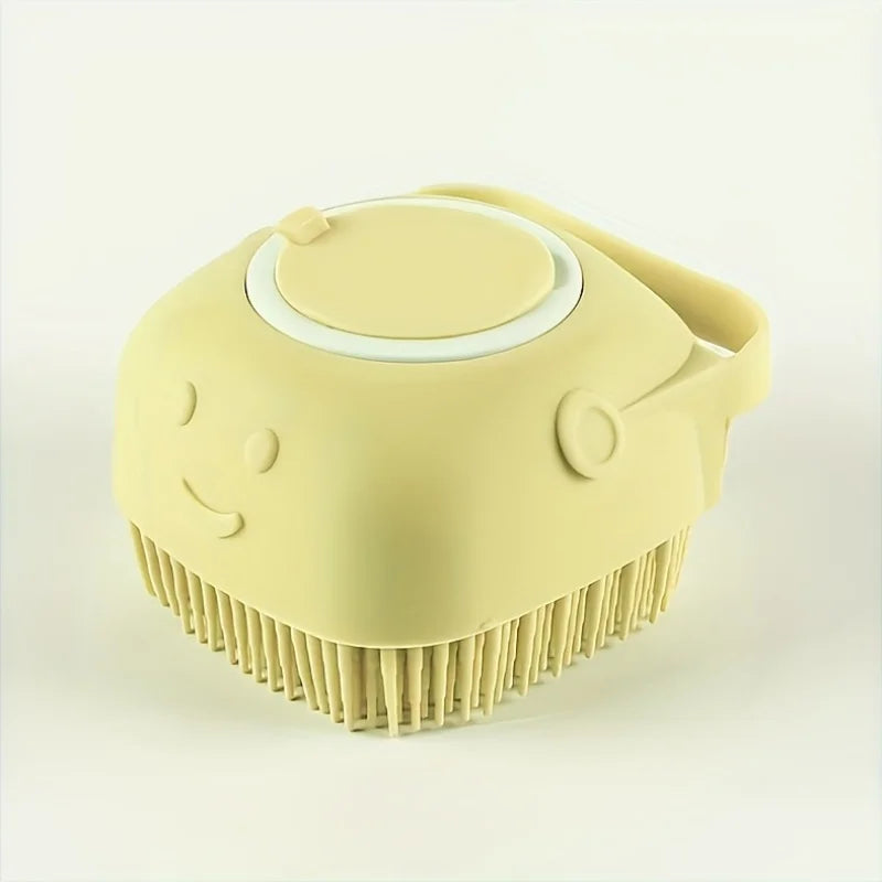 Pet Shower Bath Brush with Storage, Massage Brush for Cats Dogs, Non-Toxic Easy Clean, Ergonomic Handle