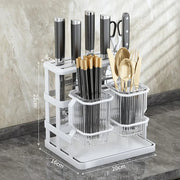 Kitchen Countertop Cutlery Holder Wall Mounted Kitchen Utensil Organizer Rack Knife Holder Spoon Fork Drain Storage Rack