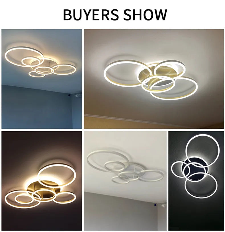 Smart Home Modern Round Design LED Ceiling Chandelier For Living Room Restaurant Bedroom Circle Rings Lighting Fixture Luminaire