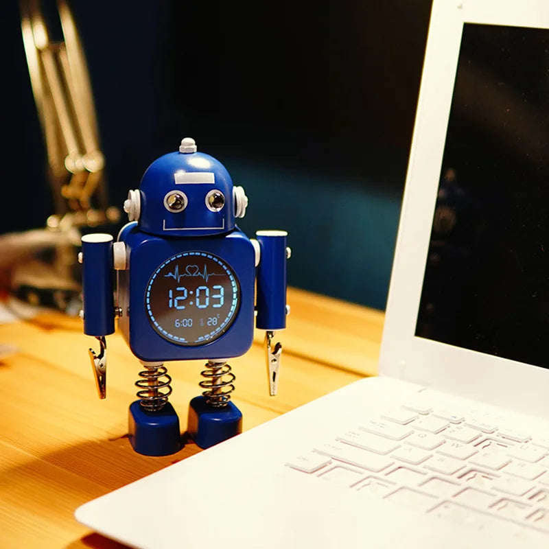 2025 Robot Smart Alarm Clock Led Wake-up Light Luminous Snooze Living Room Bedroom Desk Clock Children's Gifts Home Decoration