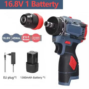 2 in 1 Lithium Brushless Cordless Drill and Electric Screwdriver Multi-Function Power Tool for Home Renovation Furniture Assembl