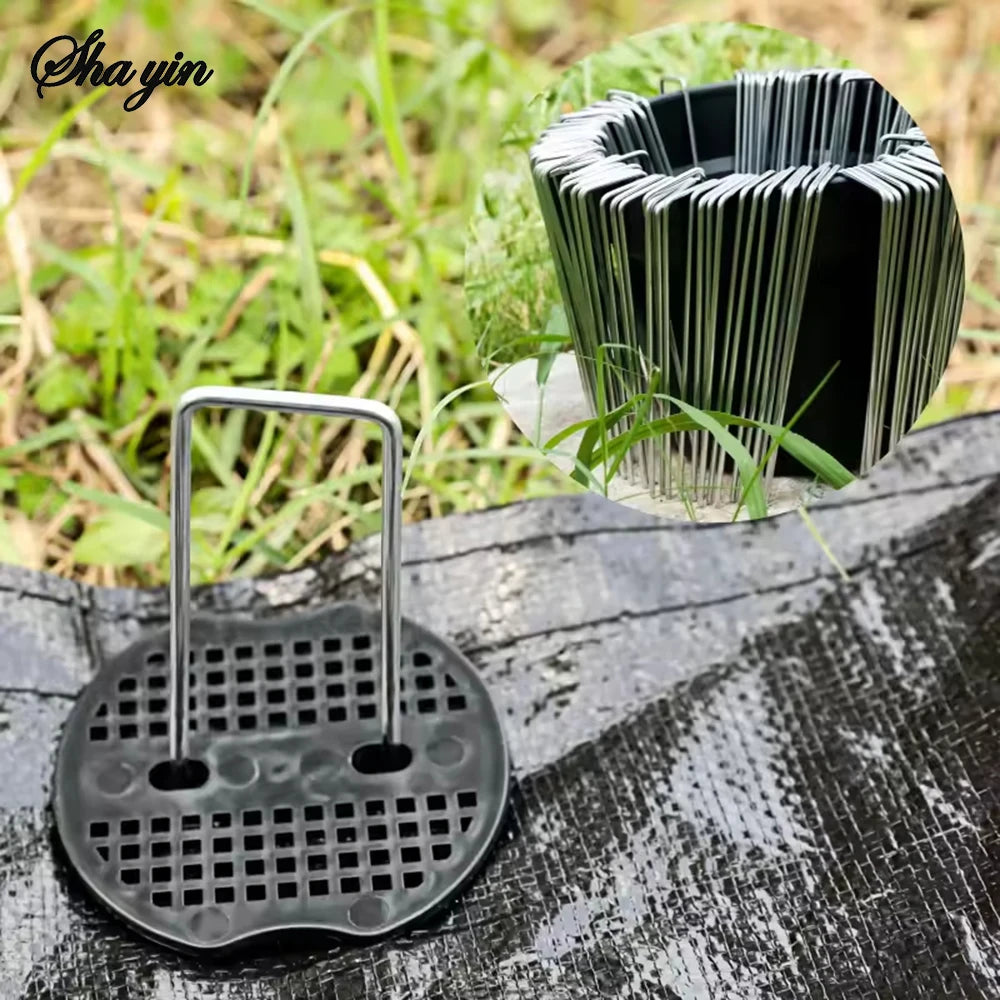 Garden Pegs 40/80Pcs U-shaped Ground Pegs with Buffer Washers for Securing Weed Landscape Fabric Netting Garden Lawn Accessories
