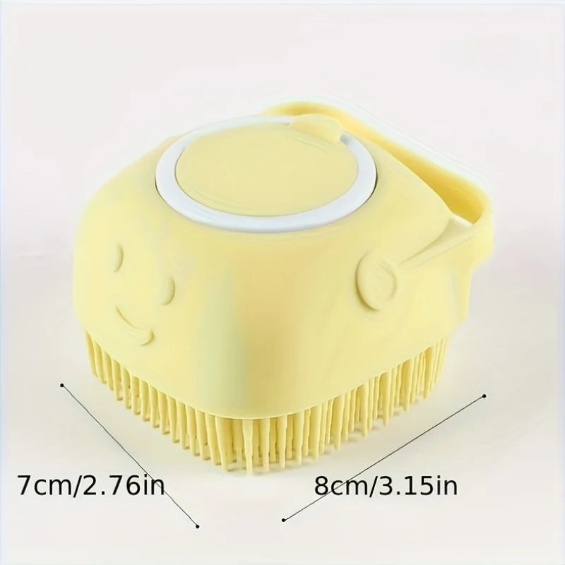 Pet Shower Bath Brush with Storage, Massage Brush for Cats Dogs, Non-Toxic Easy Clean, Ergonomic Handle