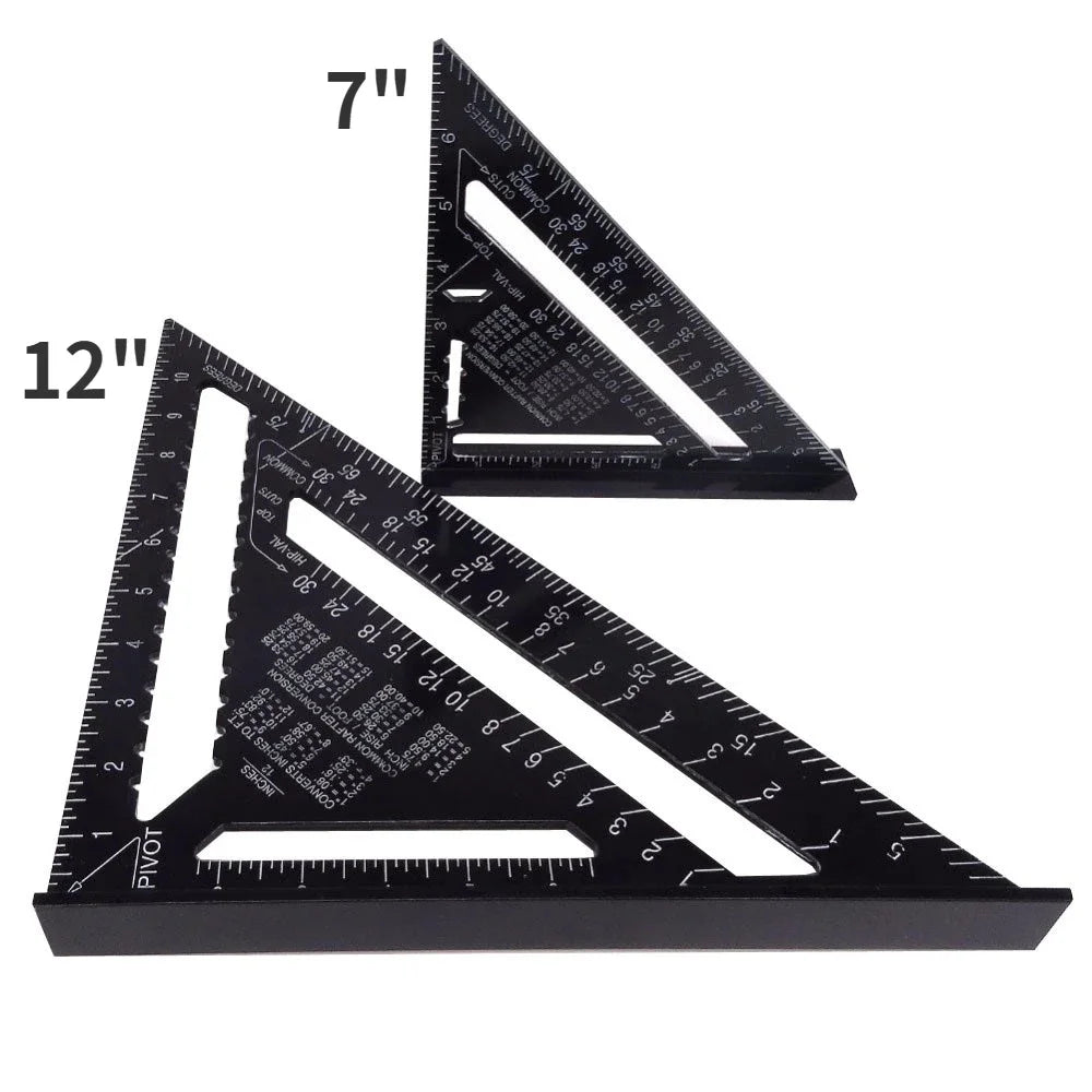 7''/12" Woodworking Tools Metal Carpenter Square Aluminum Alloy Protractor Miter Line Scriber Saw Guide Percision Carpentry Tool