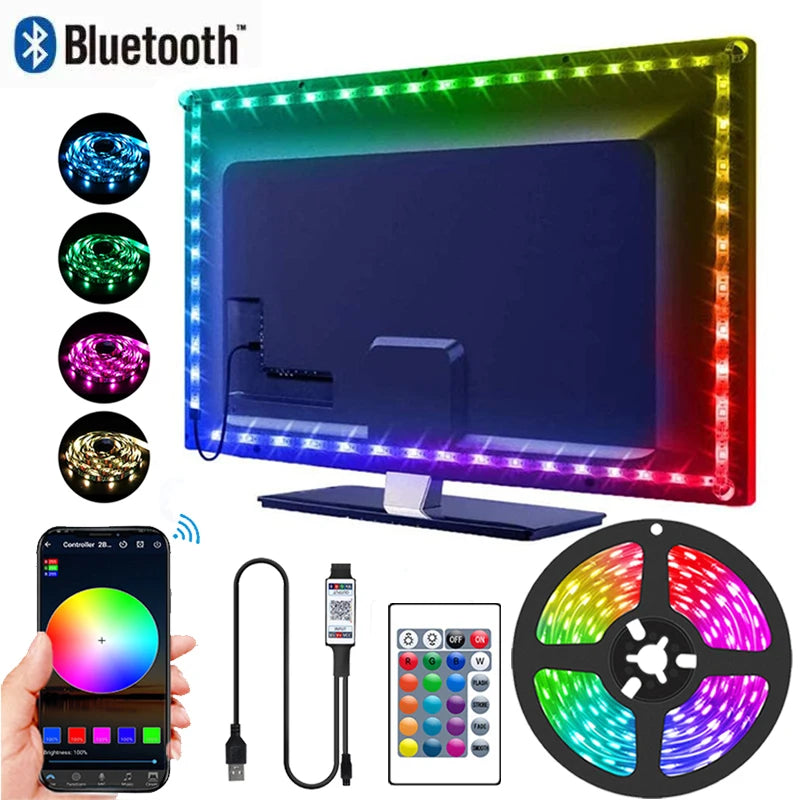 Smart Led Lights Strip TV Smart Bedroom Lighting Bluetooth Usb Led Strip Rgb 5V Adhesive Led Tape 5050 Wall Room Decoration