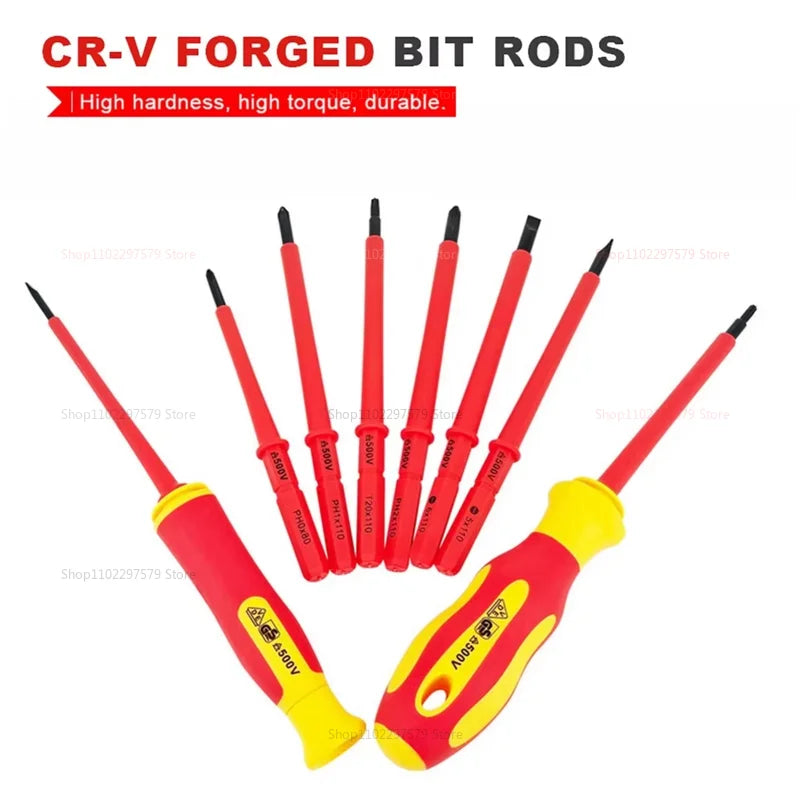 10 in 1 Insulated Electric Screwdriver Set 500V Hex Phillips Magnetic High Hardness Professional Electrician Tools