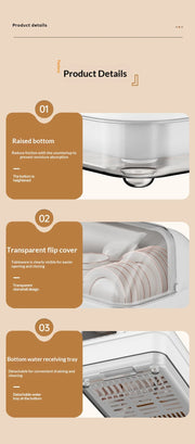 Kitchen Flip-up Drainer Dish Cabinet Household Multi-functional Moisture-proof Storage Organizer for Bowls and Utensils