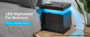 Living Room LED Nightstand Black Night Stand Led Lights Modern Nightstand 2 High Gloss Drawers Bedside Table Smart Bedroom
