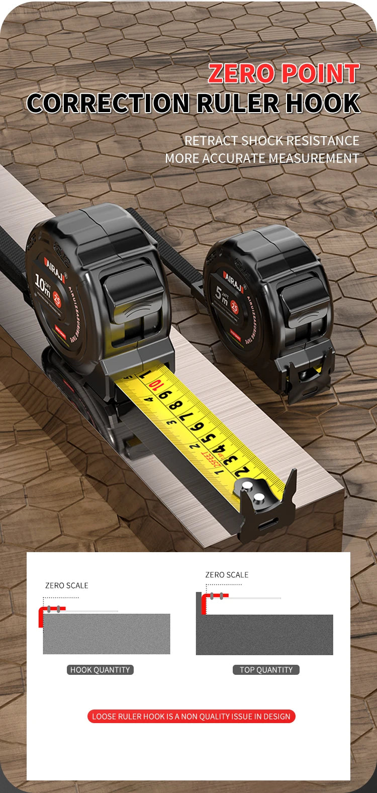 3m/5m/7.5m Tape Measure, Easy Read Measuring Tape Retractable With Lock,Ft/Metric